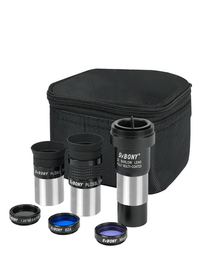اس في بيوني طقم ملحقات العدسات والمرشحات SVBONY SV233 المكون من 7 قطع، يتضمن عدستين مقاس 1.25 بوصة، وعدسة بارلو 2X، وثلاثة مرشحات، وحقيبة صلبة سوداء، طقم عدسات تلسكوب للمبتدئين في الرصد الفلكي - Image 1